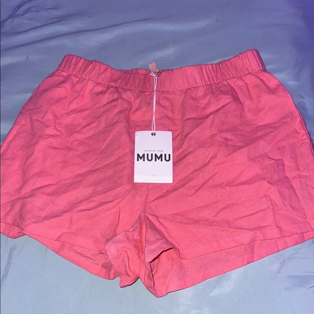 Show me your mumu Women's Pink Elastic-Waist Shorts